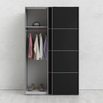 Verona Sliding Wardrobe 120cm Matt Black + Matt Black Door 2or5 Shelves - FURNITURE CURLS