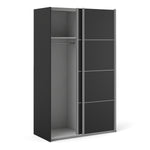 Verona Sliding Wardrobe 120cm Matt Black + Matt Black Door 2or5 Shelves - FURNITURE CURLS