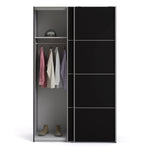 Verona Sliding Wardrobe 120cm Matt Black + Matt Black Door 2or5 Shelves - FURNITURE CURLS