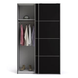 Verona Sliding Wardrobe 120cm Matt Black + Matt Black Door 2or5 Shelves - FURNITURE CURLS