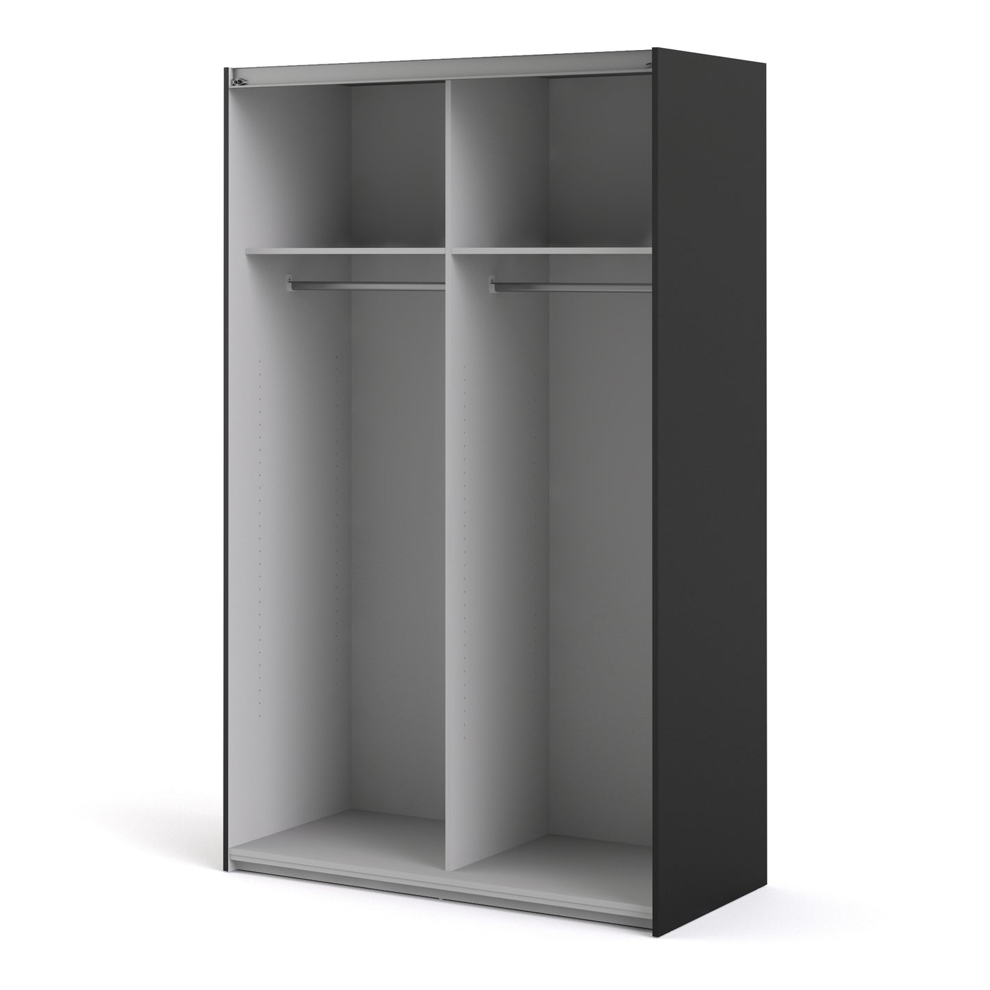 Verona Sliding Wardrobe 120cm Matt Black + Matt Black Door 2or5 Shelves - FURNITURE CURLS