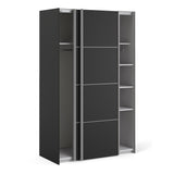Verona Sliding Wardrobe 120cm Matt Black + Matt Black Door 2or5 Shelves - FURNITURE CURLS
