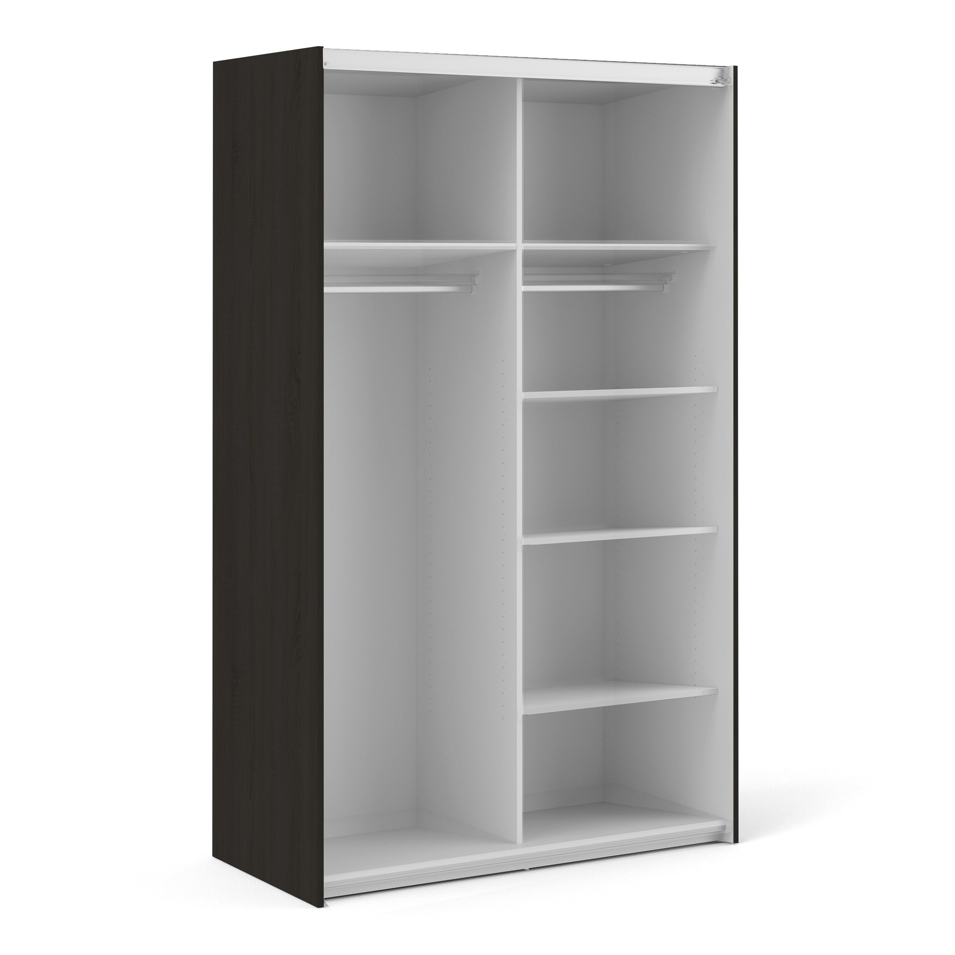 Verona Sliding Wardrobe 120cm Matt Black + Matt Black Door 2or5 Shelves - FURNITURE CURLS