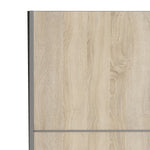 Verona Sliding Wardrobe 120cm In Matt Black + Oak Doors 2or5 Shelves - FURNITURE CURLS