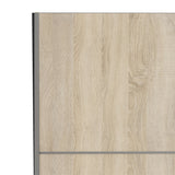 Verona Sliding Wardrobe 120cm In Matt Black + Oak Doors 2or5 Shelves - FURNITURE CURLS