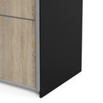 Verona Sliding Wardrobe 120cm In Matt Black + Oak Doors 2or5 Shelves - FURNITURE CURLS
