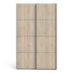 Verona Sliding Wardrobe 120cm In Matt Black + Oak Doors 2or5 Shelves - FURNITURE CURLS