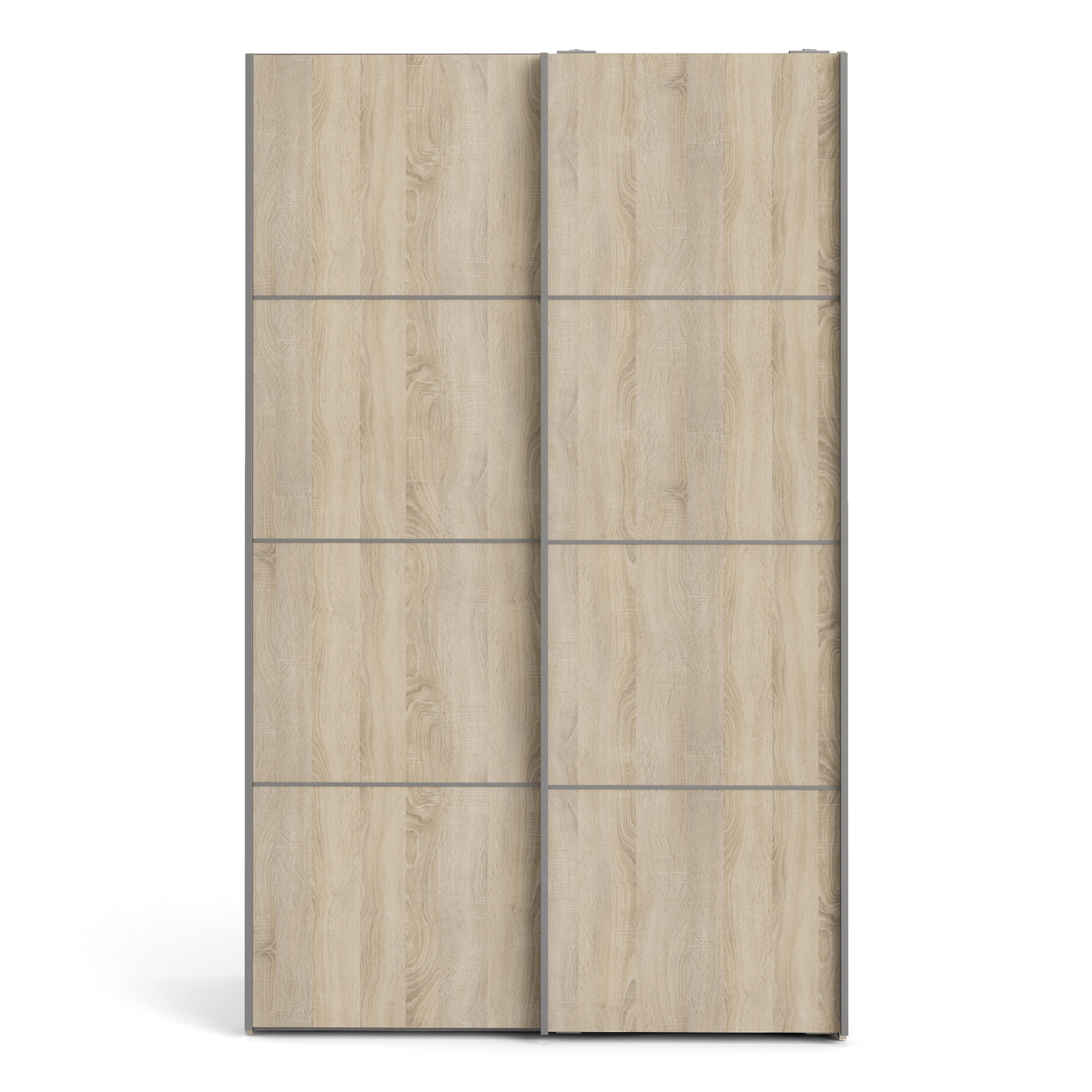 Verona Sliding Wardrobe 120cm In Matt Black + Oak Doors 2or5 Shelves - FURNITURE CURLS