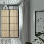 Verona Sliding Wardrobe 120cm In Matt Black + Oak Doors 2or5 Shelves - FURNITURE CURLS