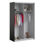 Verona Sliding Wardrobe 120cm In Matt Black + Oak Doors 2or5 Shelves - FURNITURE CURLS