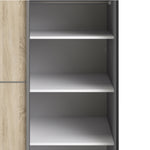 Verona Sliding Wardrobe 120cm In Matt Black + Oak Doors 2or5 Shelves - FURNITURE CURLS