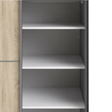 Verona Sliding Wardrobe 120cm In Matt Black + Oak Doors 2or5 Shelves - FURNITURE CURLS