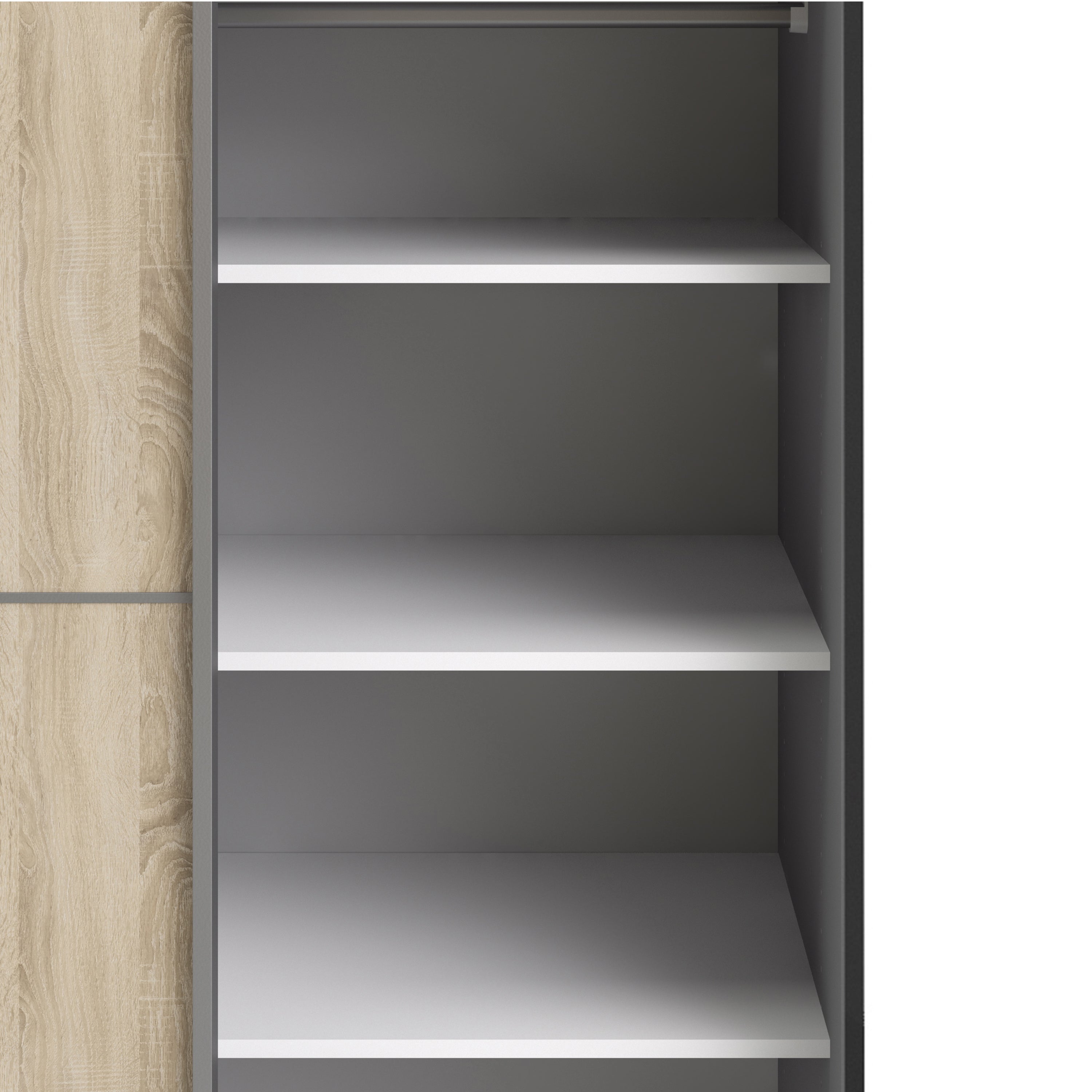 Verona Sliding Wardrobe 120cm In Matt Black + Oak Doors 2or5 Shelves - FURNITURE CURLS
