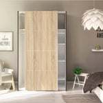 Verona Sliding Wardrobe 120cm In Matt Black + Oak Doors 2or5 Shelves - FURNITURE CURLS