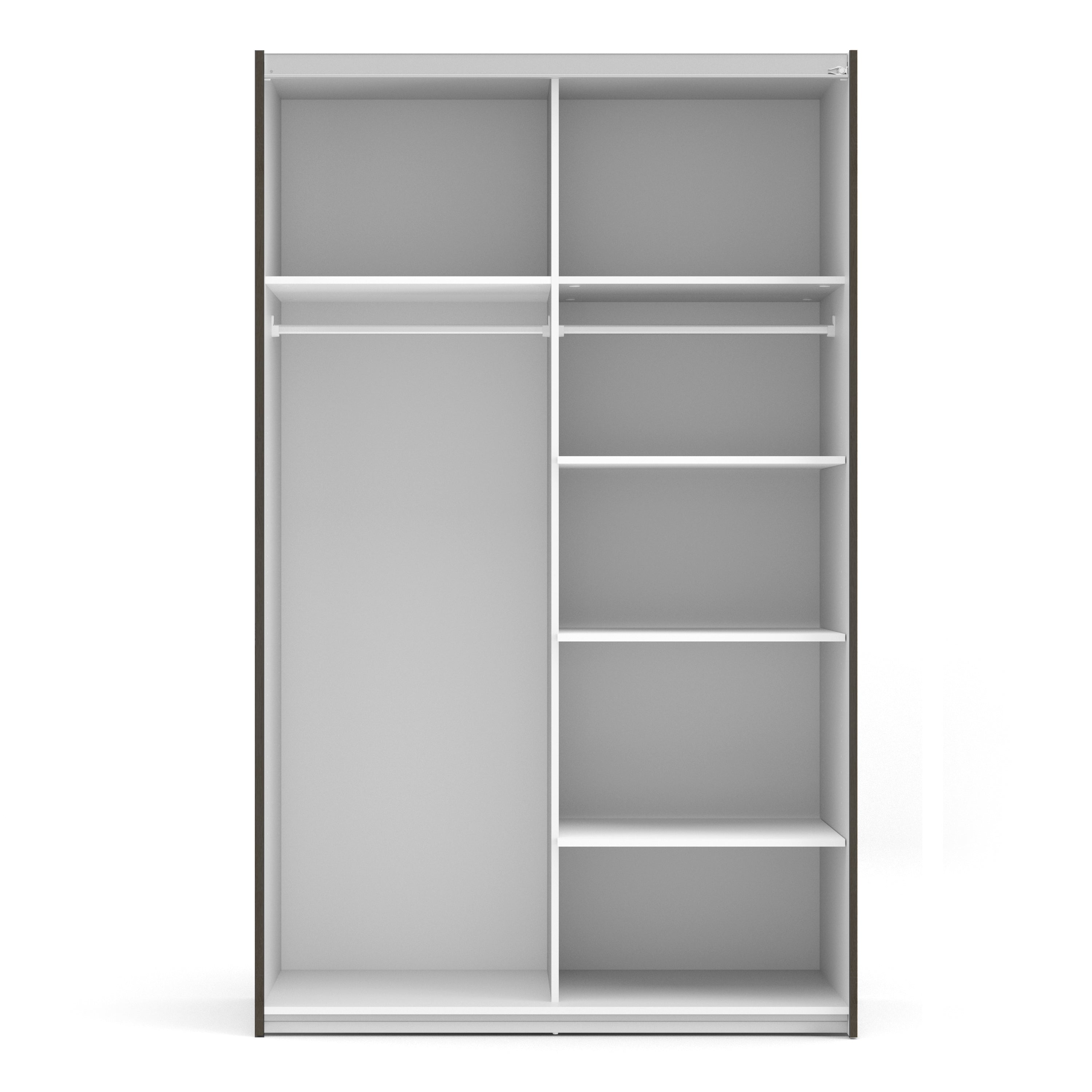 Verona Sliding Wardrobe 120cm In Matt Black + Oak Doors 2or5 Shelves - FURNITURE CURLS