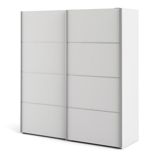 Verona Sliding Wardrobe 180cm White with White Doors 2or5 Shelves