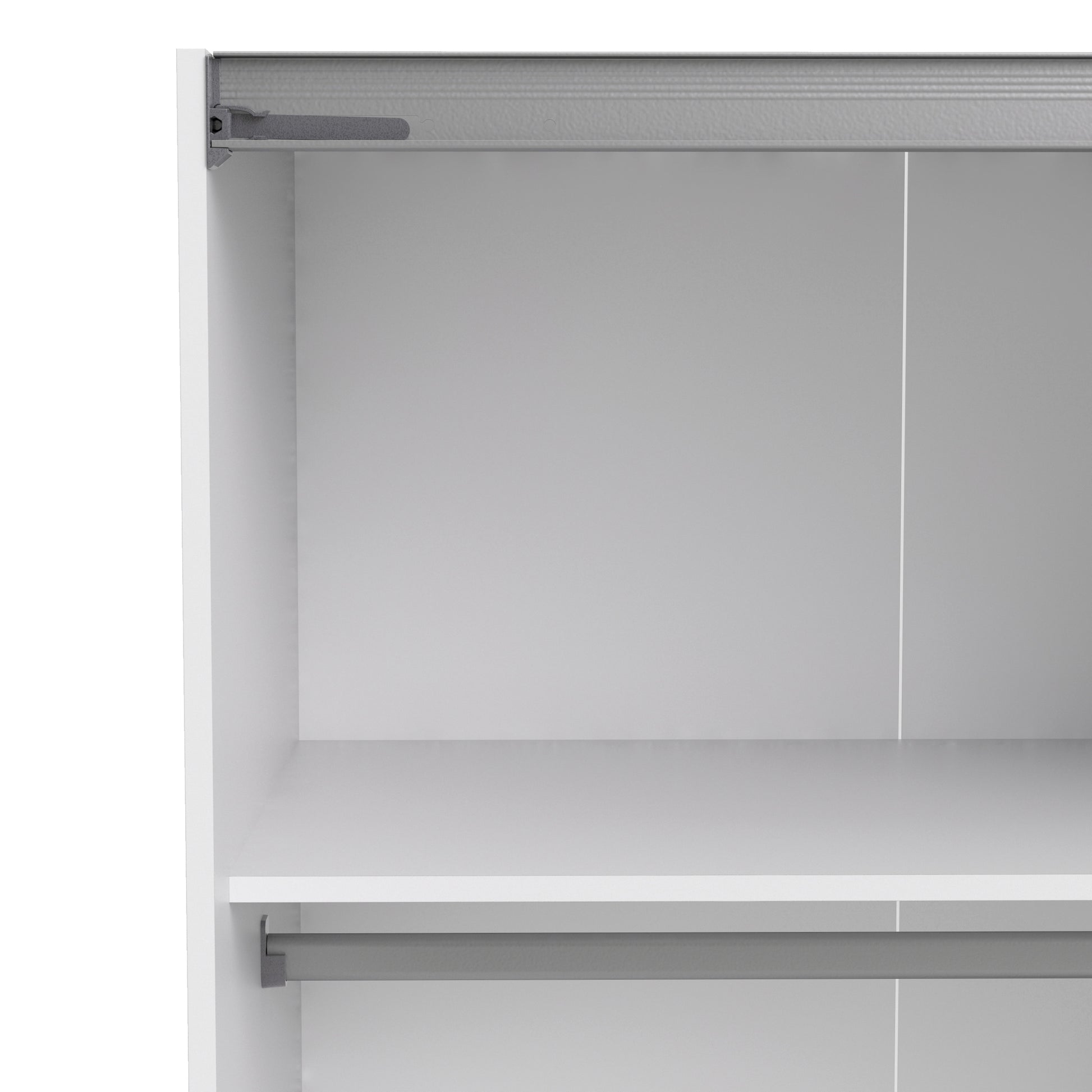 Verona Sliding Wardrobe 180cm White with Oak Doors 2Shelves Or 5Shelves - FURNITURE CURLS