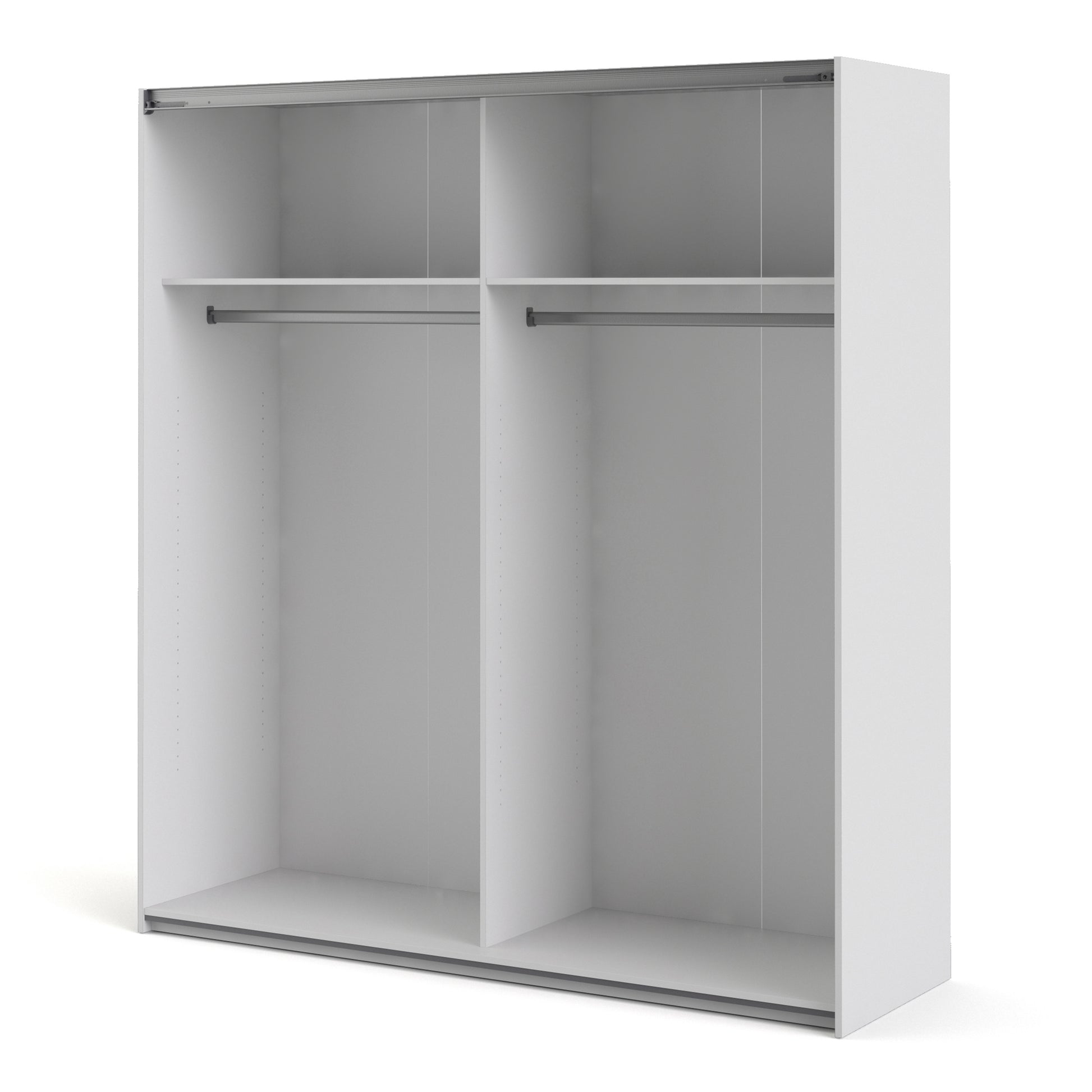 Verona Sliding Wardrobe 180cm White with Oak Doors 2Shelves Or 5Shelves - FURNITURE CURLS