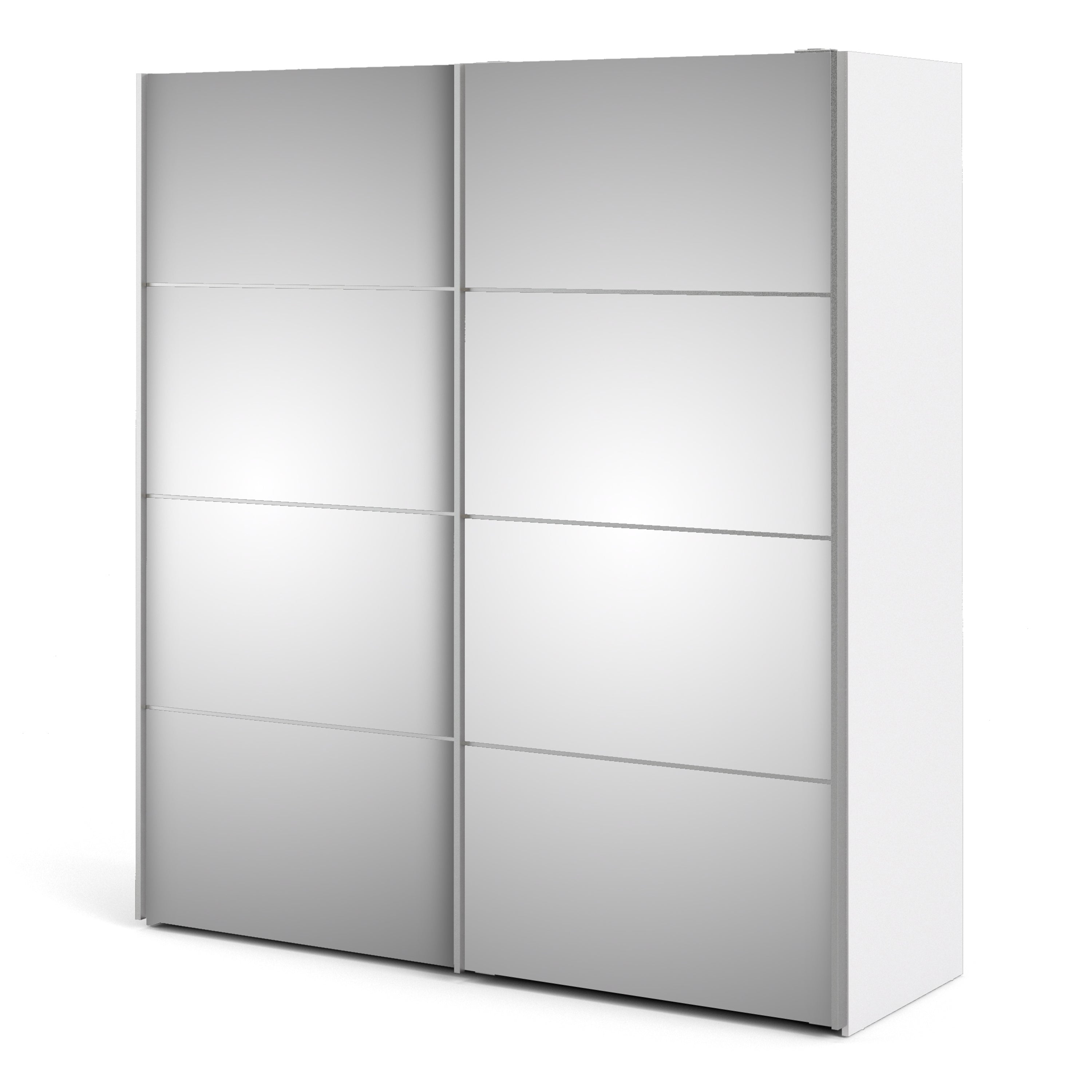 Verona Sliding Wardrobe 180cm White with Mirror Doors  2or5 Shelves - FURNITURE CURLS
