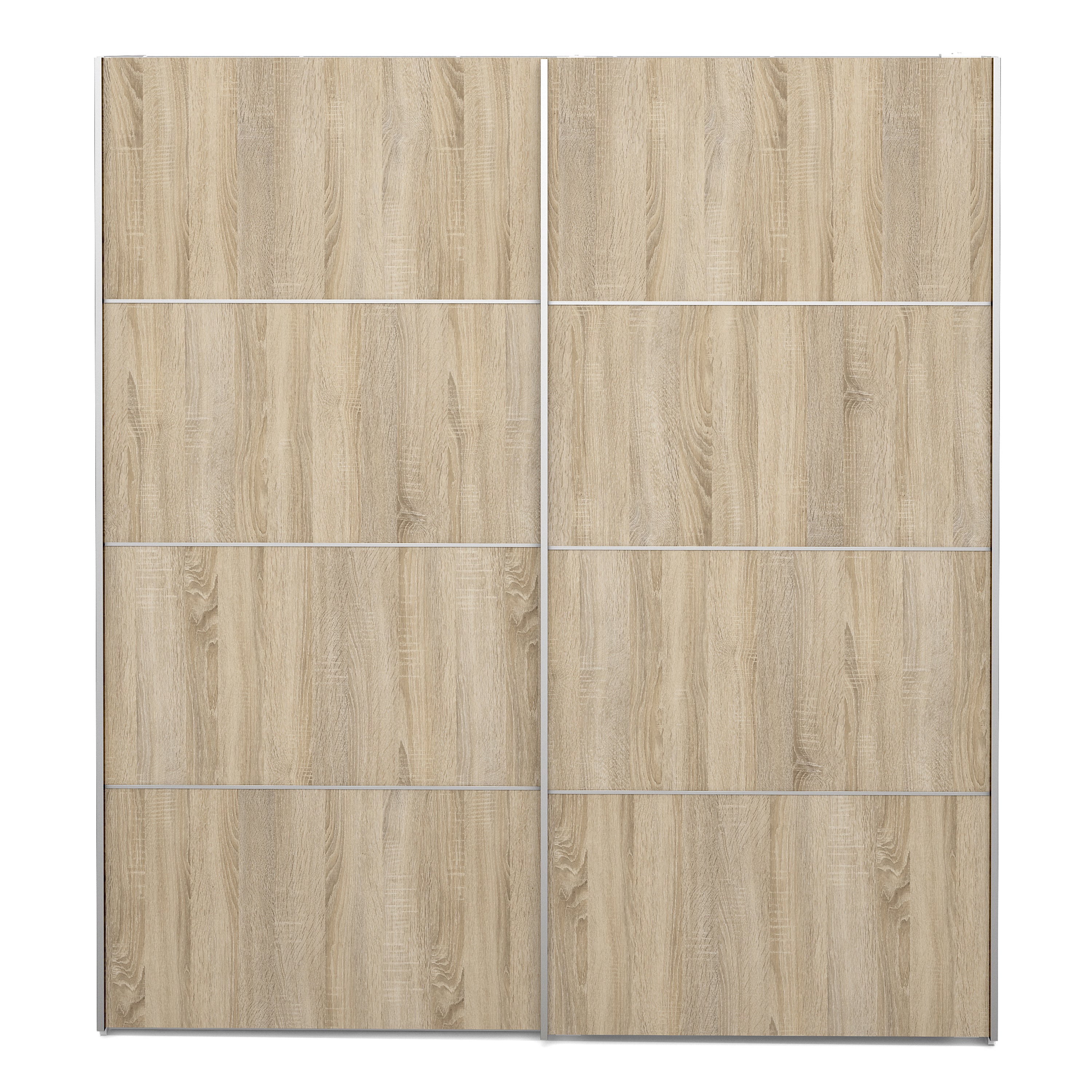 Verona Sliding Wardrobe 180cm White with Oak Doors 2Shelves Or 5Shelves - FURNITURE CURLS