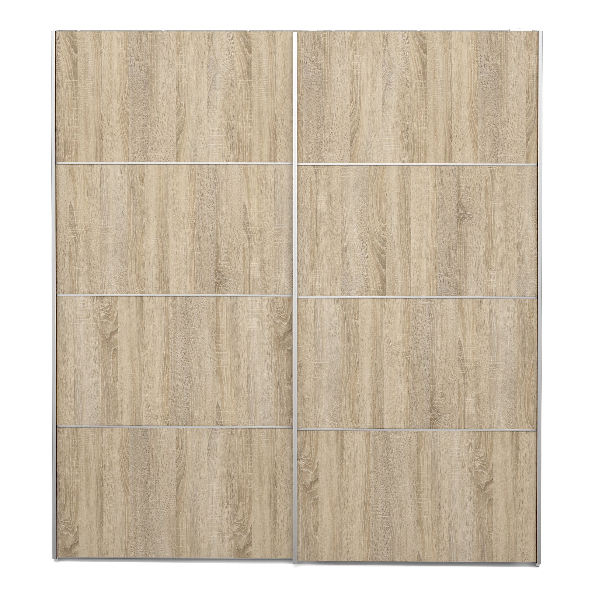 Verona Sliding Wardrobe 180cm White with Oak Doors 2Shelves Or 5Shelves - FURNITURE CURLS