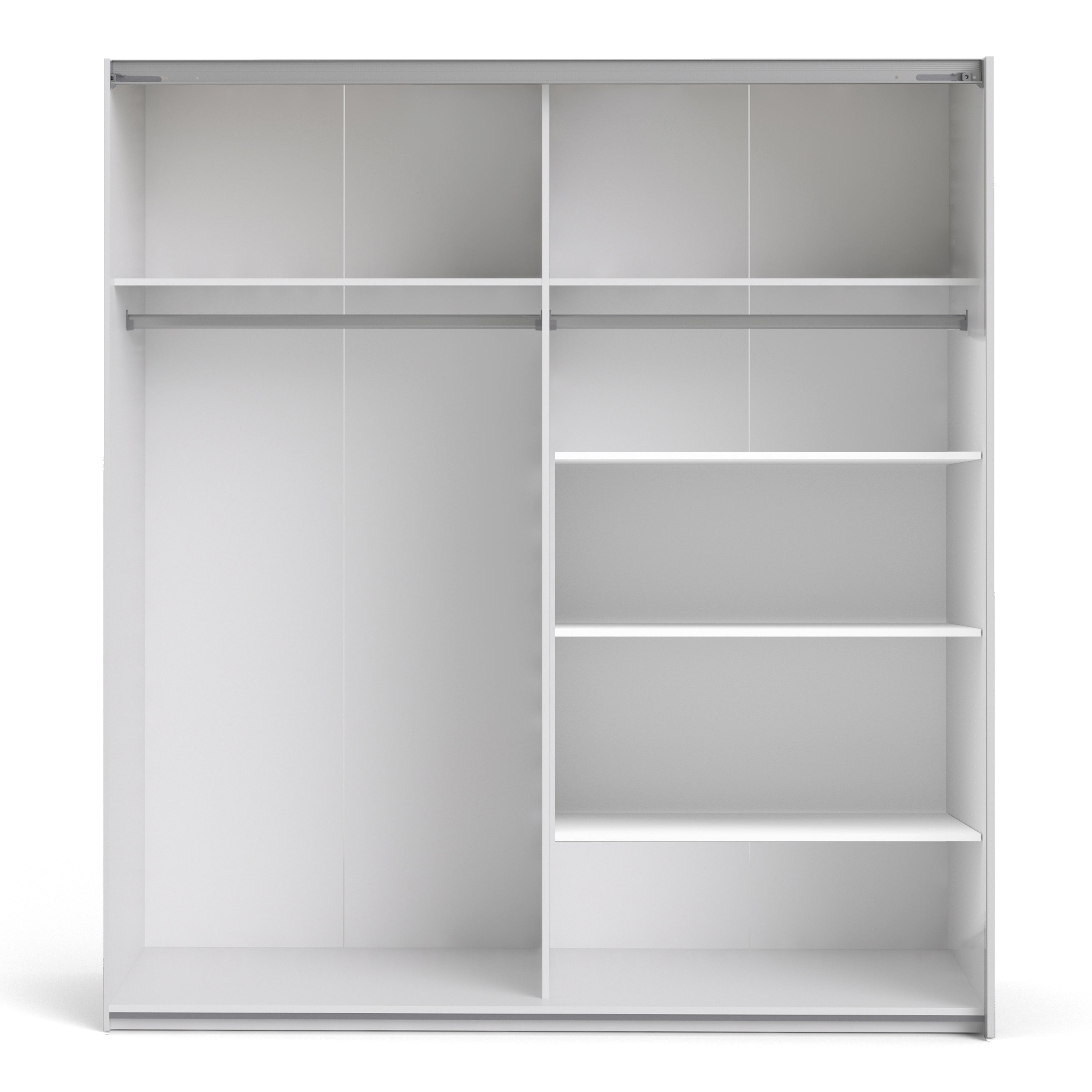 Verona Sliding Wardrobe 180cm White with Mirror Doors  2or5 Shelves - FURNITURE CURLS