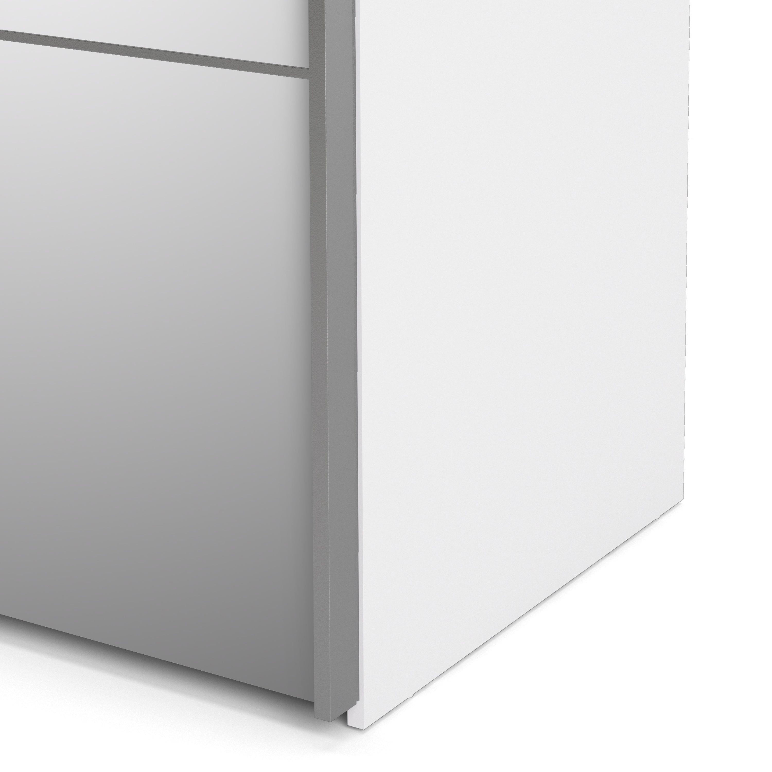 Verona Sliding Wardrobe 180cm White with (White +Mirror) Doors 2or5 Shelves - FURNITURE CURLS