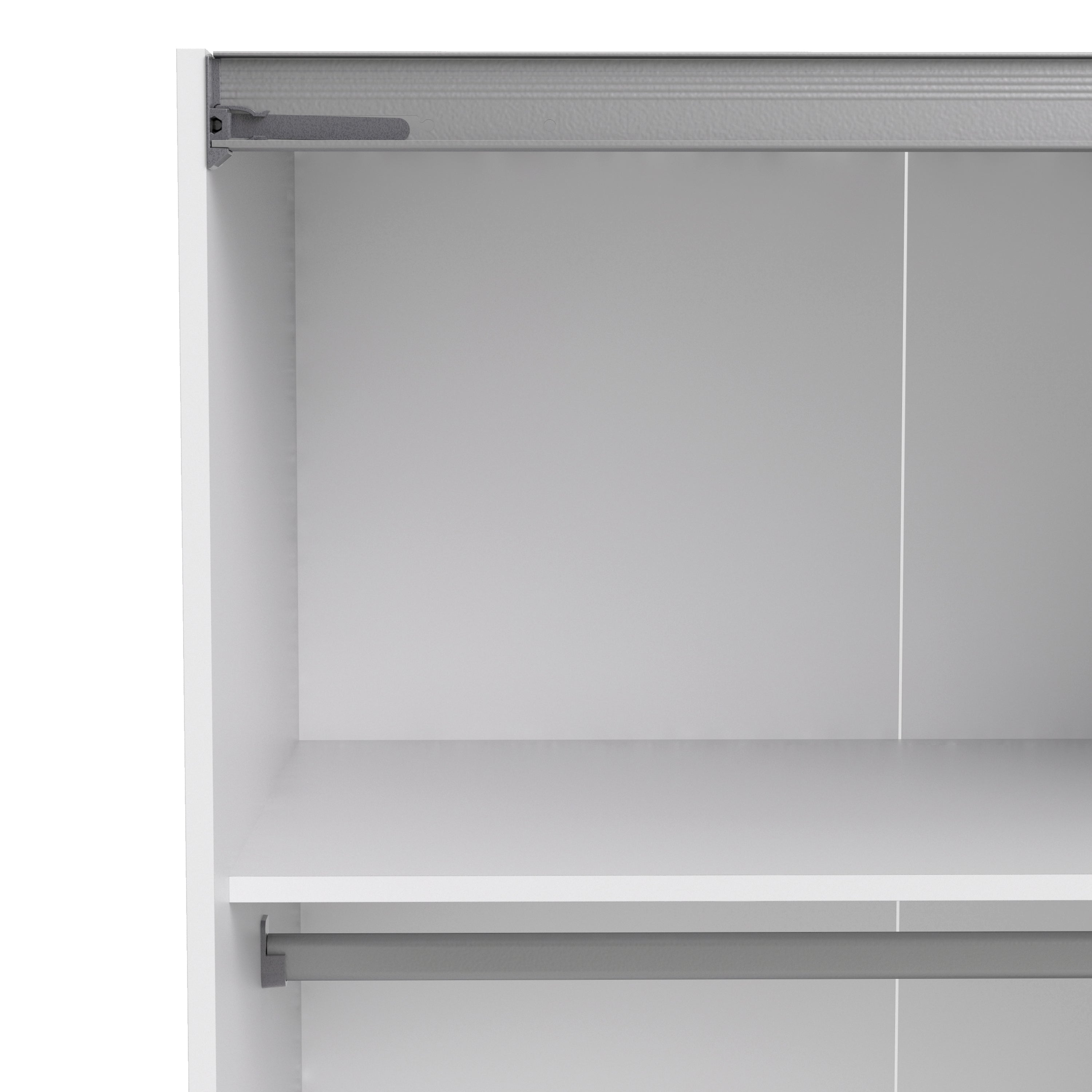 Verona Sliding Wardrobe 180cm White with (White +Mirror) Doors 2or5 Shelves - FURNITURE CURLS