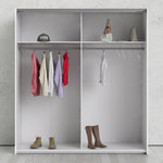 Verona Sliding Wardrobe 180cm White with (White +Mirror) Doors 2or5 Shelves - FURNITURE CURLS