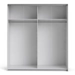 Verona Sliding Wardrobe 180cm White with (White +Mirror) Doors 2or5 Shelves - FURNITURE CURLS