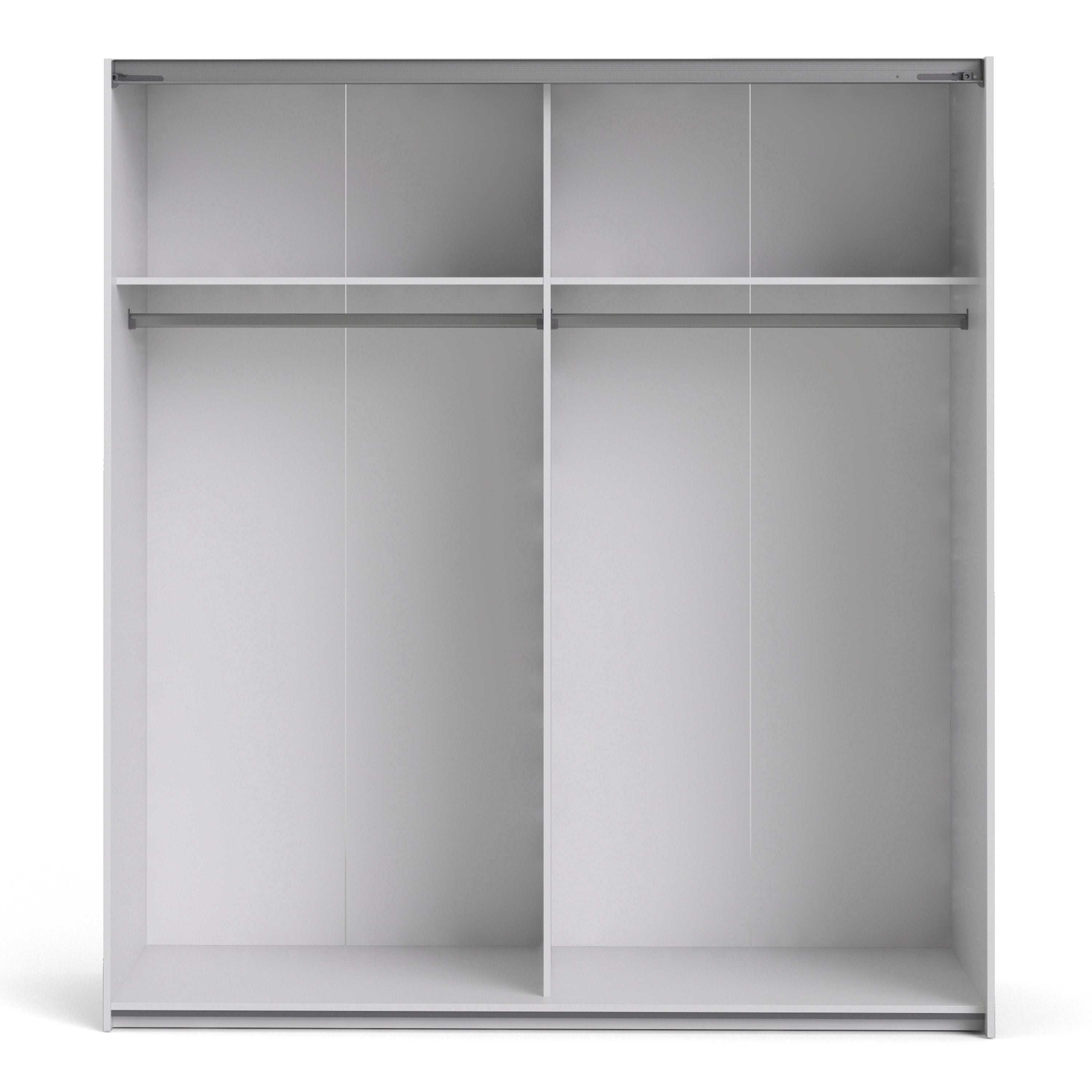 Verona Sliding Wardrobe 180cm White with (White +Mirror) Doors 2or5 Shelves - FURNITURE CURLS