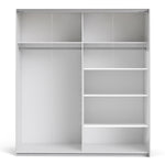 Verona Sliding Wardrobe 180cm White with (White +Mirror) Doors 2or5 Shelves - FURNITURE CURLS