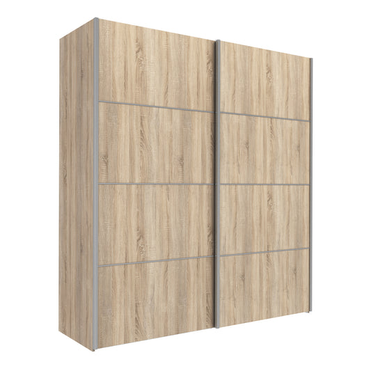 Verona Sliding Wardrobe 180cm Oak with Oak Doors 2or5 Shelves