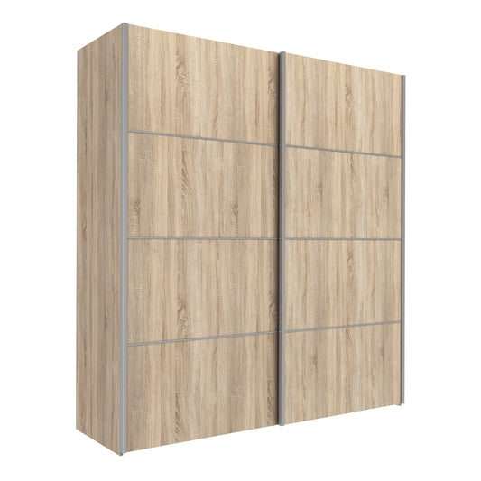 Verona Sliding Wardrobe 180cm Oak with Oak Doors 2or5 Shelves - FURNITURE CURLS