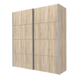 Verona Sliding Wardrobe 180cm Oak with Oak Doors 2or5 Shelves - FURNITURE CURLS