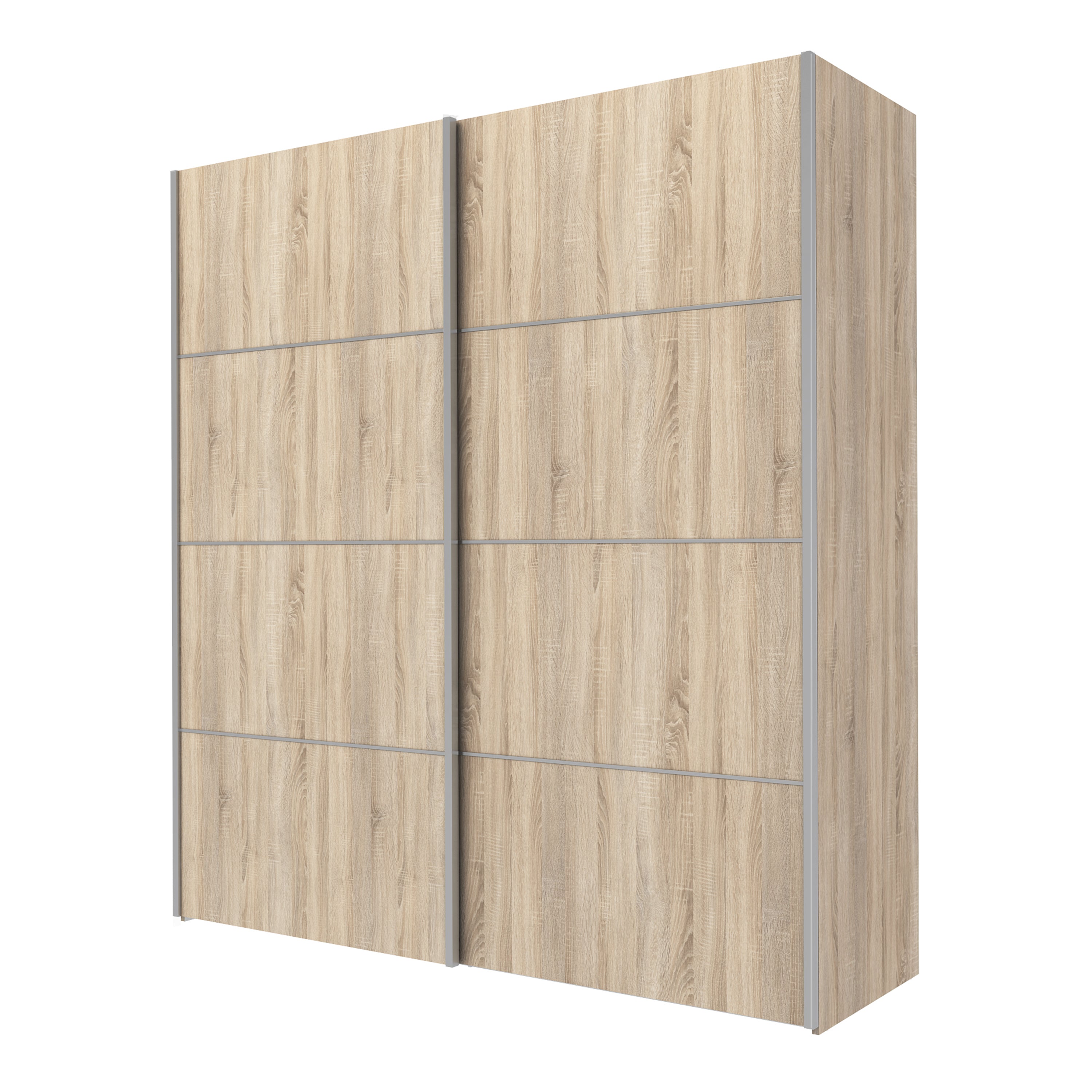 Verona Sliding Wardrobe 180cm Oak with Oak Doors 2or5 Shelves - FURNITURE CURLS