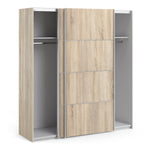 Verona Sliding Wardrobe 180cm Oak with Oak Doors 2or5 Shelves - FURNITURE CURLS