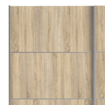 Verona Sliding Wardrobe 180cm Oak with Oak Doors 2or5 Shelves - FURNITURE CURLS