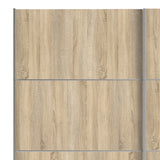 Verona Sliding Wardrobe 180cm Oak with Oak Doors 2or5 Shelves - FURNITURE CURLS
