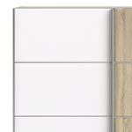 Verona Sliding Wardrobe 180cm Oak with (White +Oak) Doors 2or5 Shelves - FURNITURE CURLS