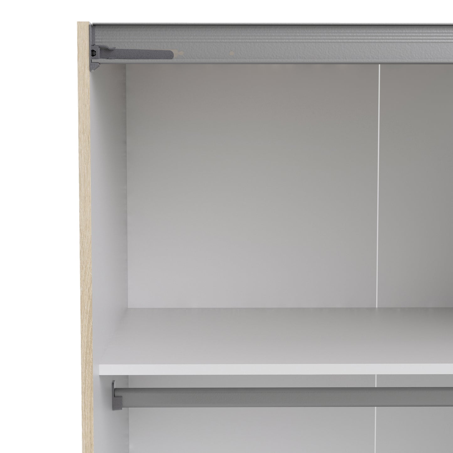 Verona Sliding Wardrobe 180cm Oak with (White +Oak) Doors 2or5 Shelves - FURNITURE CURLS