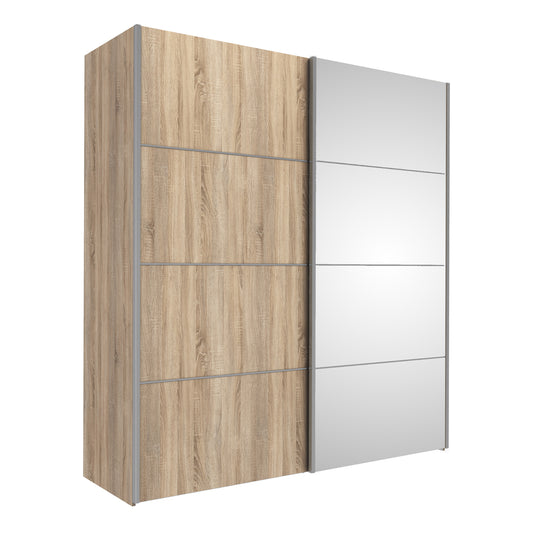 Verona Sliding Wardrobe 180ccm Oak with (Oak +Mirror) Doors 2or5 Shelves