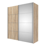 Verona Sliding Wardrobe 180cm Oak with (Oak +Mirror) Doors 2or5 Shelves - FURNITURE CURLS
