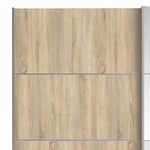 Verona Sliding Wardrobe 180cm Oak with (Oak +Mirror) Doors 2or5 Shelves - FURNITURE CURLS