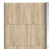 Verona Sliding Wardrobe 180cm Oak with (Oak +Mirror) Doors 2or5 Shelves - FURNITURE CURLS