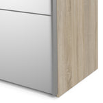Verona Sliding Wardrobe 180cm Oak with (Oak +Mirror) Doors 2or5 Shelves - FURNITURE CURLS