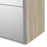 Verona Sliding Wardrobe 180cm Oak with (Oak +Mirror) Doors 2or5 Shelves - FURNITURE CURLS