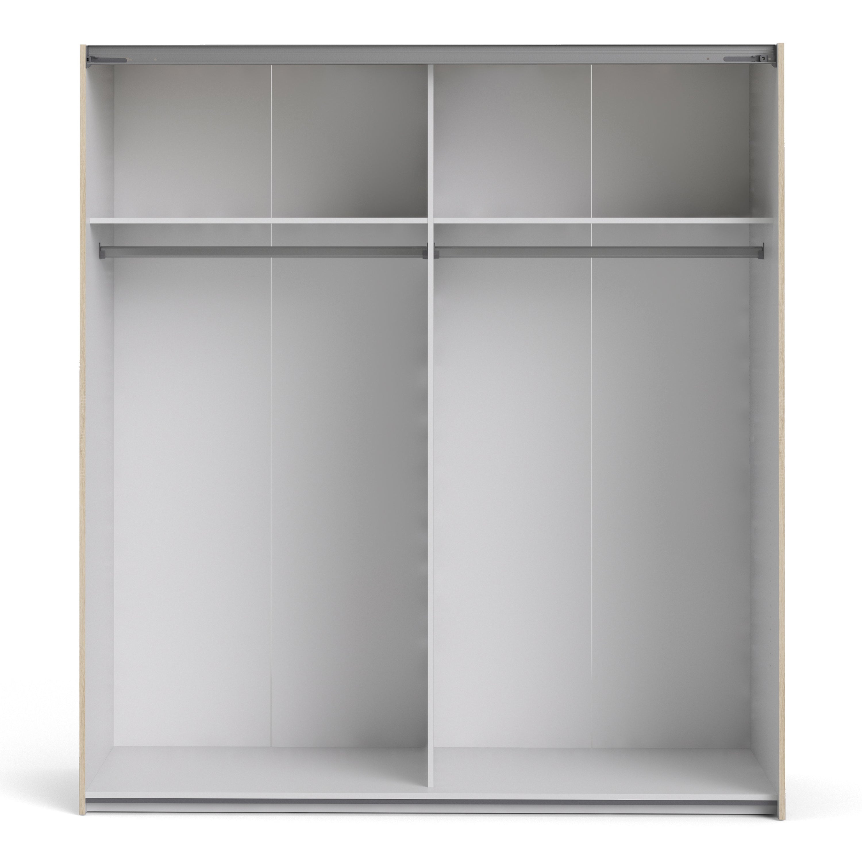 Verona Sliding Wardrobe 180cm Oak with (Oak +Mirror) Doors 2or5 Shelves - FURNITURE CURLS