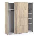 Verona Sliding Wardrobe 180cm Oak with Oak Doors 2or5 Shelves - FURNITURE CURLS