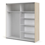 Verona Sliding Wardrobe 180cm Oak with Oak Doors 2or5 Shelves - FURNITURE CURLS